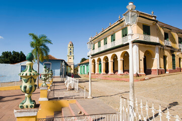 Obraz premium Museo romantico, former palace of the Count Brunet, and Tower of the Convento de San Francisco de Asis , Trinidad, Sancti Spiritus Province, Cuba, Central America, Unesco World Heritage Site.