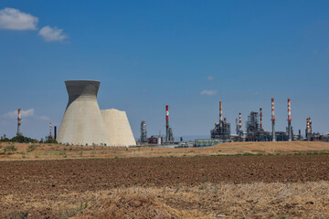 Collapsed cooling tower of the oil refinery in Haifa Israel.