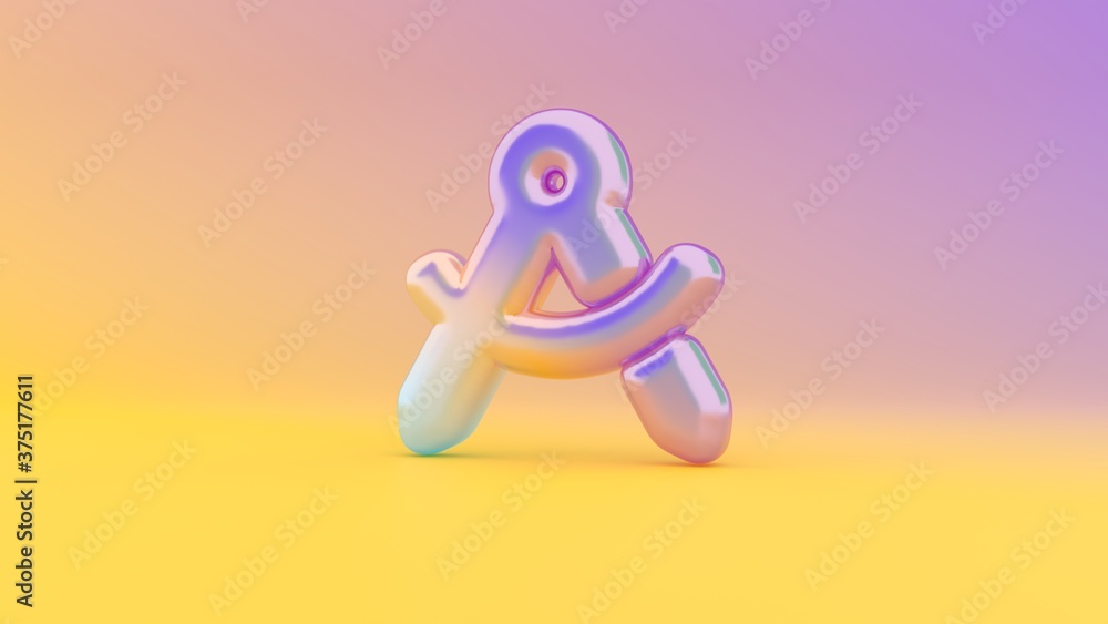 Poster 3d rendering colorful vibrant symbol of drafting compass on colored background