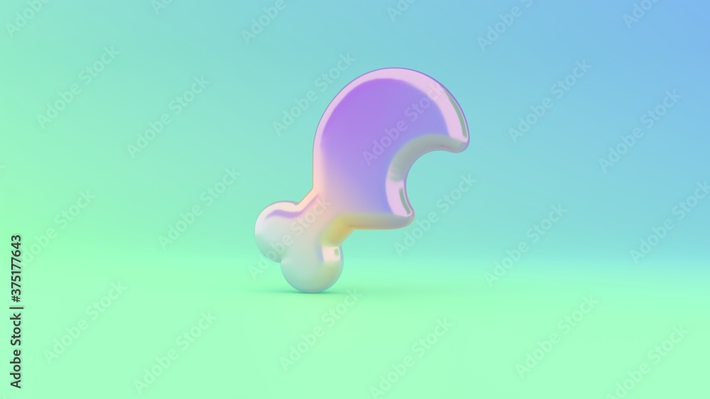 Poster 3d rendering colorful vibrant symbol of drumstick bite on colored background