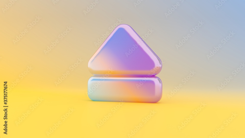 Poster 3d rendering colorful vibrant symbol of eject on colored background