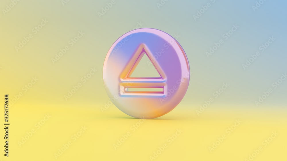 Poster 3d rendering colorful vibrant symbol of eject on colored background