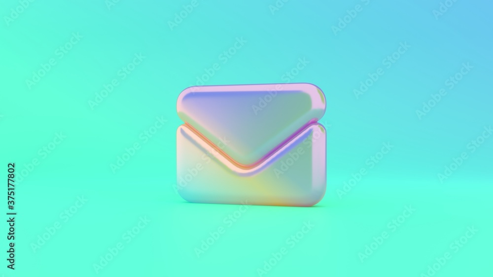 Poster 3d rendering colorful vibrant symbol of envelope on colored background