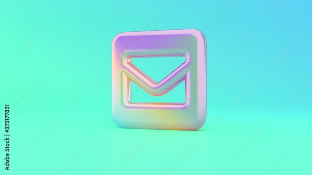 Poster 3d rendering colorful vibrant symbol of envelope square on colored background