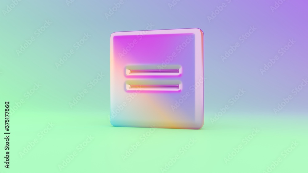 Poster 3d rendering colorful vibrant symbol of equal on colored background