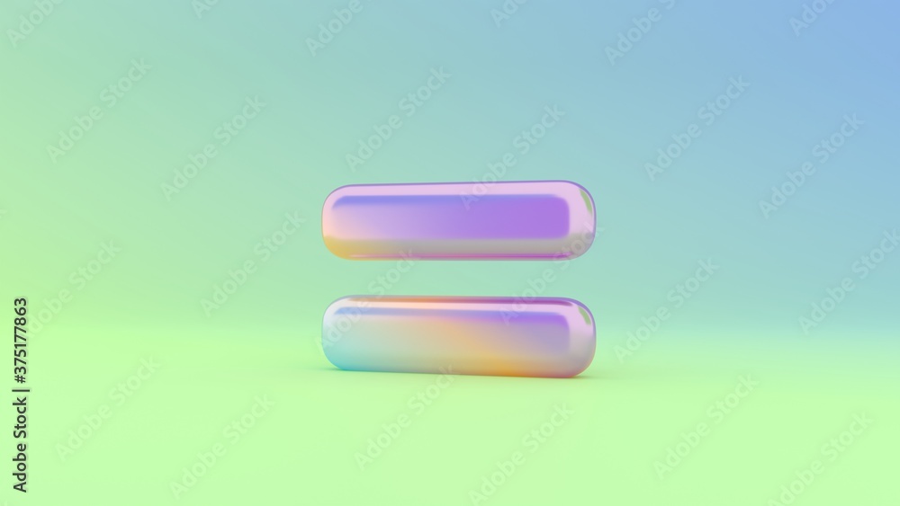 Poster 3d rendering colorful vibrant symbol of equals on colored background