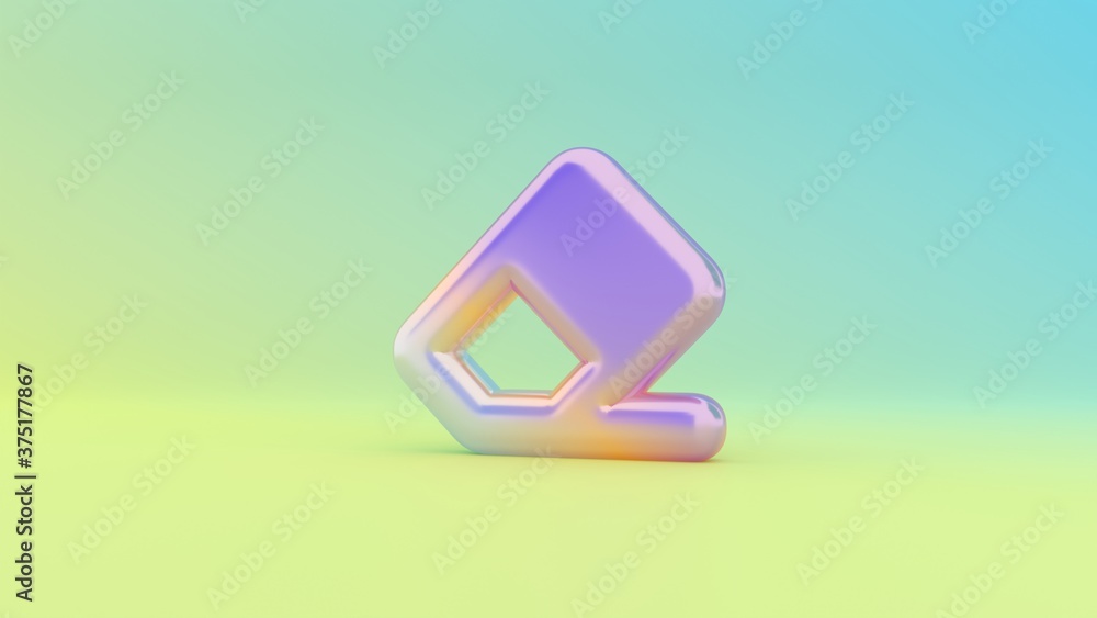 Poster 3d rendering colorful vibrant symbol of eraser on colored background