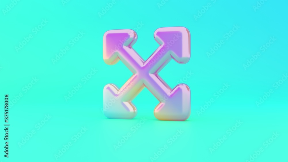 Poster 3d rendering colorful vibrant symbol of expand arrows on colored background
