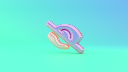 3d rendering colorful vibrant symbol of eye slash on colored background