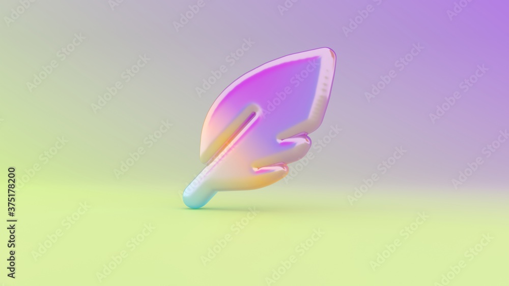 Poster 3d rendering colorful vibrant symbol of feather on colored background