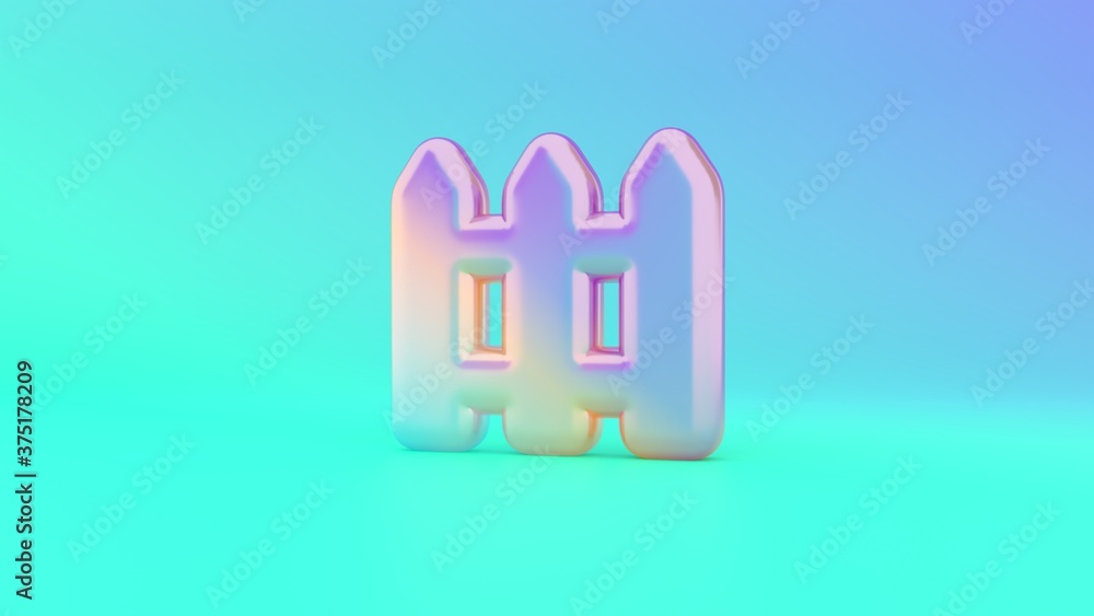 Poster 3d rendering colorful vibrant symbol of fence on colored background