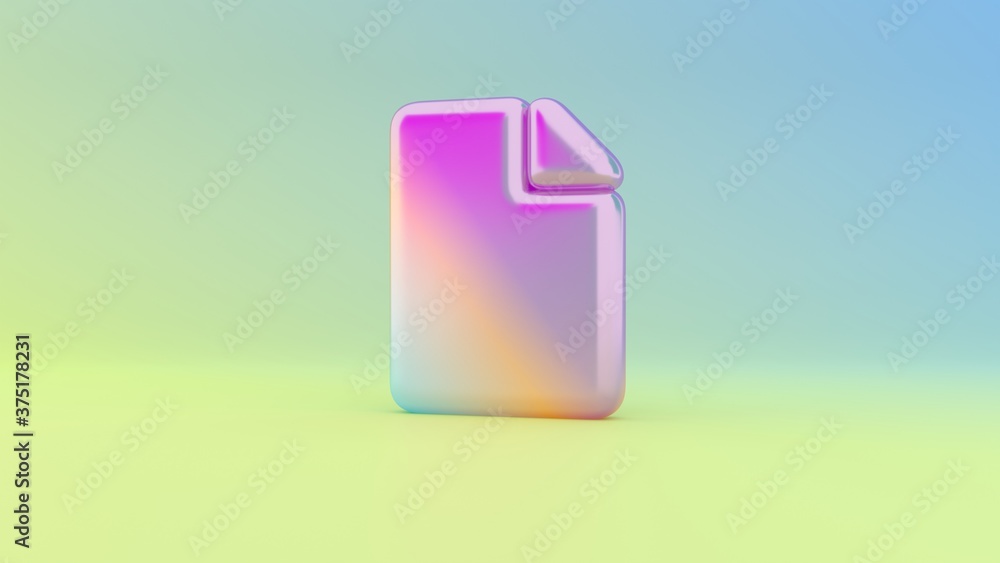 Poster 3d rendering colorful vibrant symbol of file on colored background