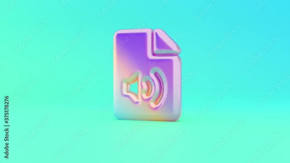 Aufkleber 3d rendering colorful vibrant symbol of file audio on colored background