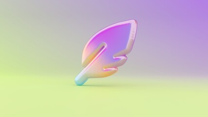 3d rendering colorful vibrant symbol of feather  on colored background