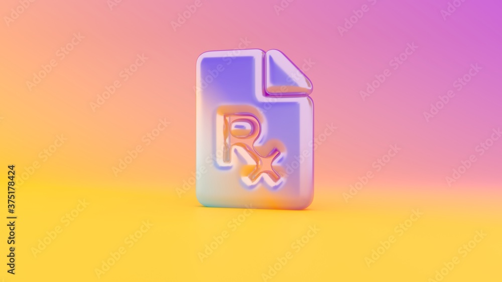 Poster 3d rendering colorful vibrant symbol of file prescription on colored background