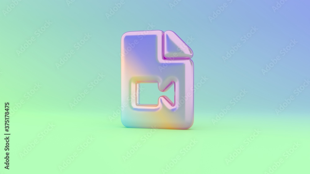 Poster 3d rendering colorful vibrant symbol of file video on colored background