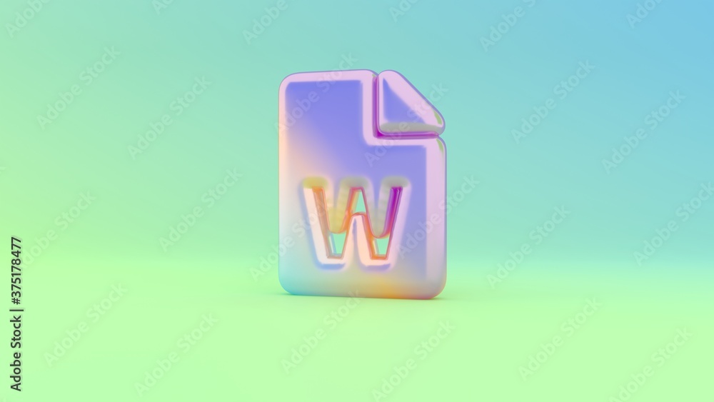Aufkleber 3d rendering colorful vibrant symbol of file word on colored background