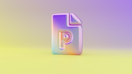 3d rendering colorful vibrant symbol of file PowerPoint on colored background
