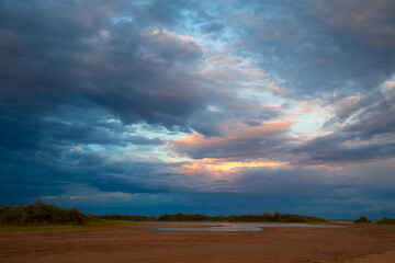 Dramatic clouds, cloudy weather. Heavy clouds before the rain. Natural landscape