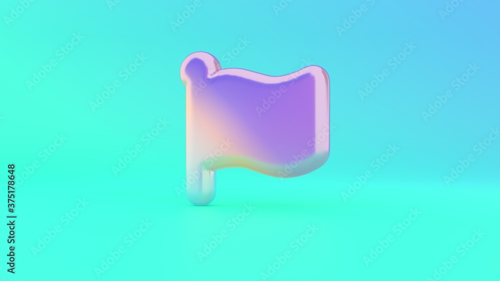Poster 3d rendering colorful vibrant symbol of flag on colored background
