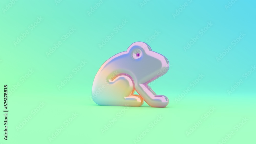 Poster 3d rendering colorful vibrant symbol of frog on colored background