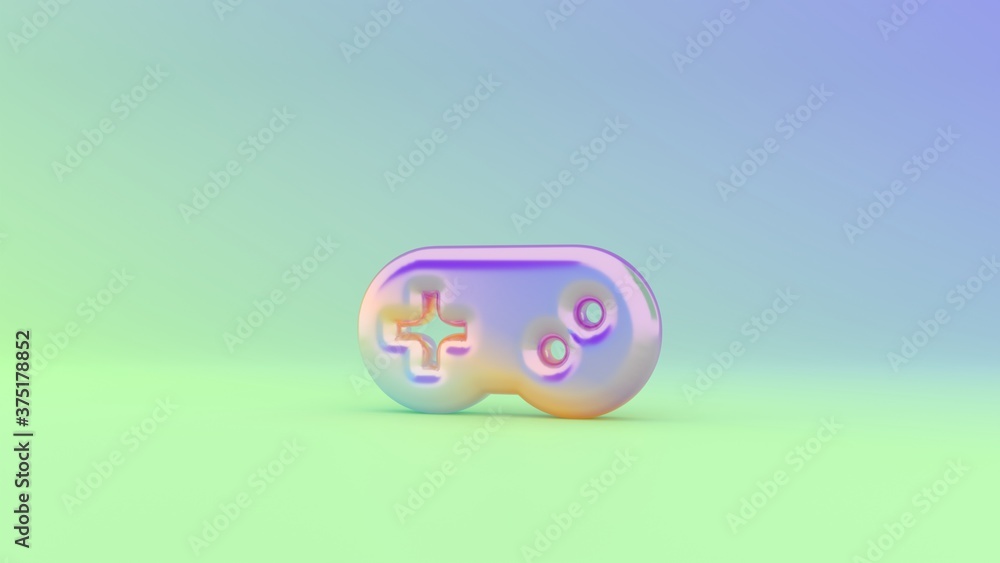 Poster 3d rendering colorful vibrant symbol of gamepad on colored background