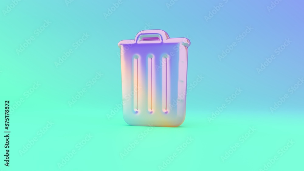Poster 3d rendering colorful vibrant symbol of garbage on colored background