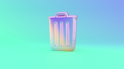 3d rendering colorful vibrant symbol of garbage on colored background