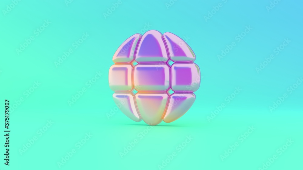 Poster 3d rendering colorful vibrant symbol of globe on colored background
