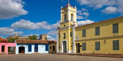 Plaza and Church San Juan de Dios, Camaguey, Cuba, Unesco World Heritage Site.