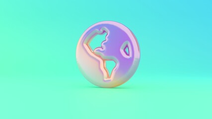 3d rendering colorful vibrant symbol of globe Americas on colored background