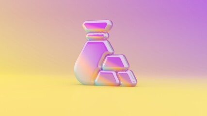 3d rendering colorful vibrant symbol of gold ingot on colored background
