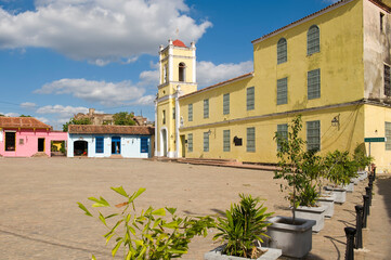 Plaza and Church San Juan de Dios, Camaguey, Cuba, Unesco World Heritage Site.