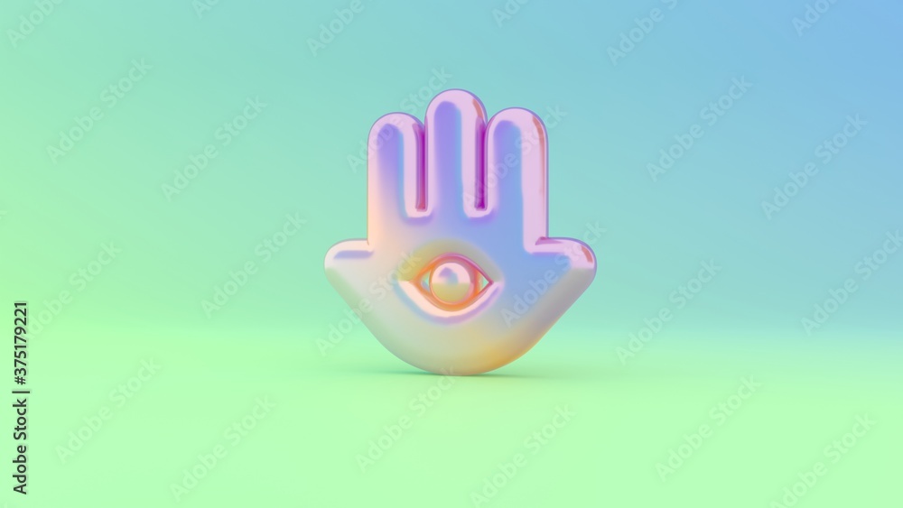 Poster 3d rendering colorful vibrant symbol of hamsa on colored background