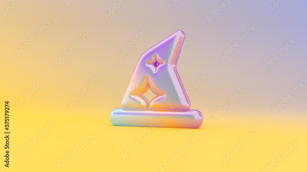 Poster 3d rendering colorful vibrant symbol of hat wizard on colored background