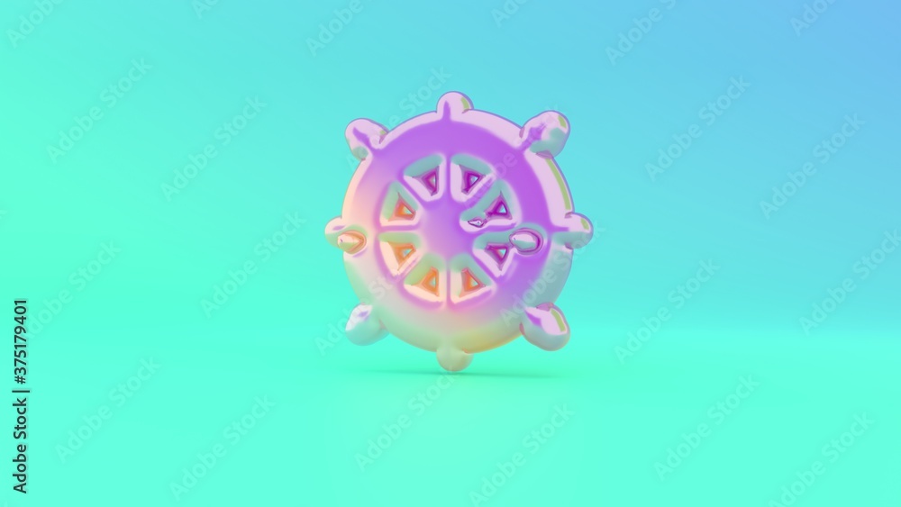 Poster 3d rendering colorful vibrant symbol of helm on colored background