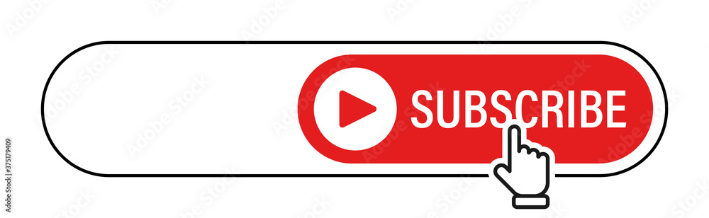 Aufkleber subscribe. subscribe button with hand cursor. subscribe red button vector icon, isolated. marketing.