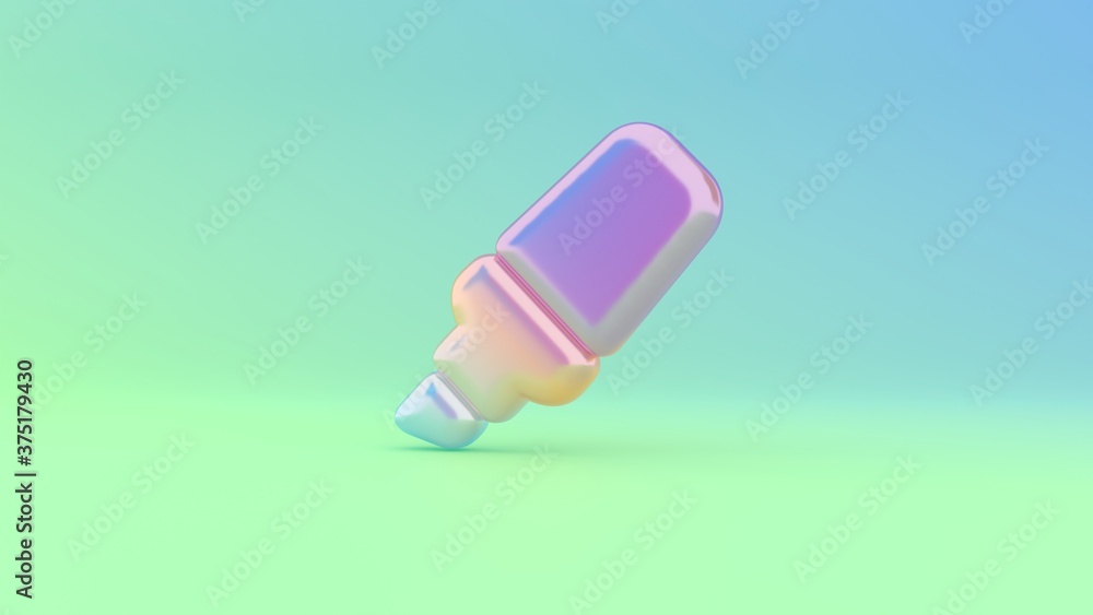 Poster 3d rendering colorful vibrant symbol of highlighter on colored background
