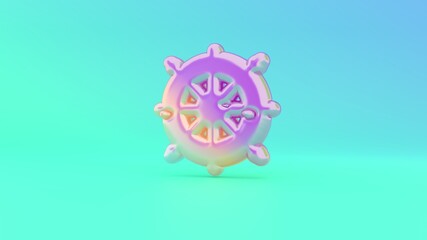 3d rendering colorful vibrant symbol of helm on colored background