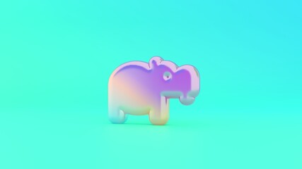 3d rendering colorful vibrant symbol of hippo on colored background