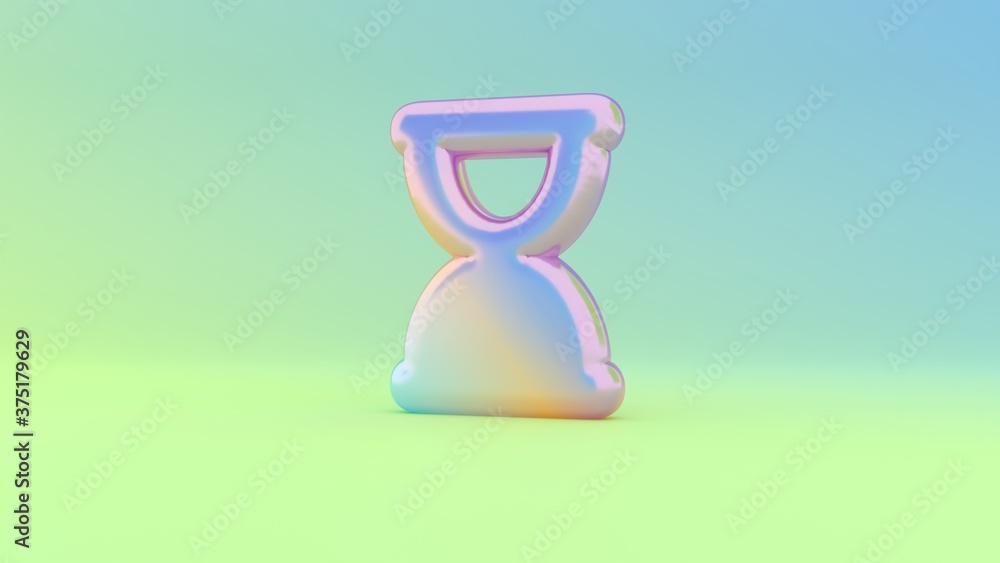 Poster 3d rendering colorful vibrant symbol of hourglass end on colored background