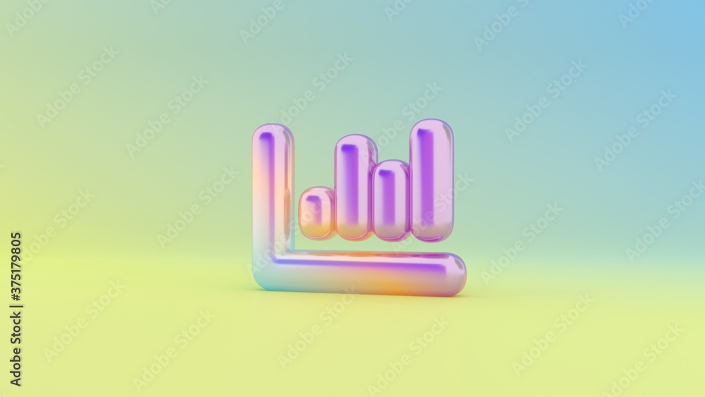 Poster 3d rendering colorful vibrant symbol of chart bar on colored background