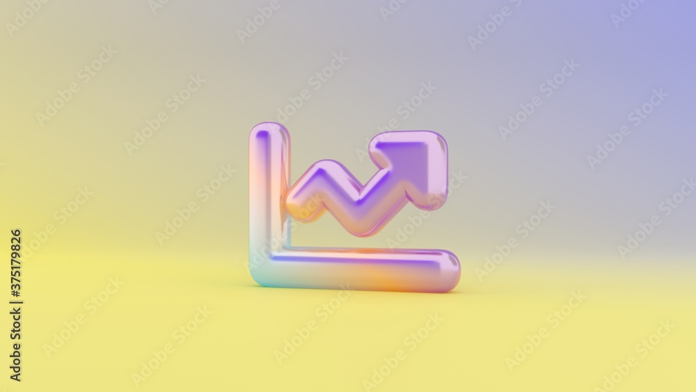 Poster 3d rendering colorful vibrant symbol of chart line on colored background