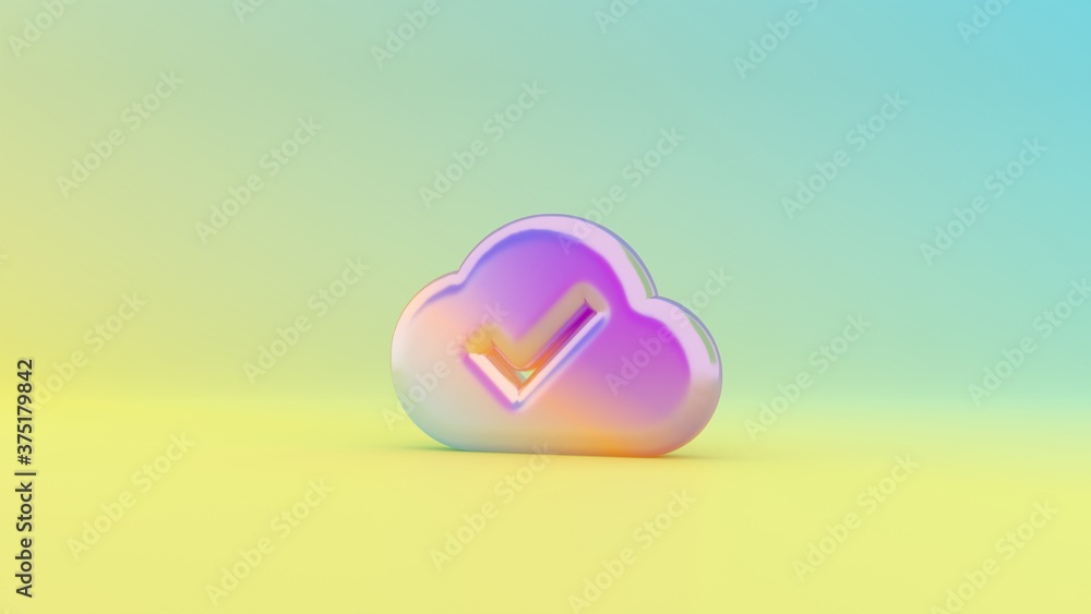 Poster 3d rendering colorful vibrant symbol of check on colored background
