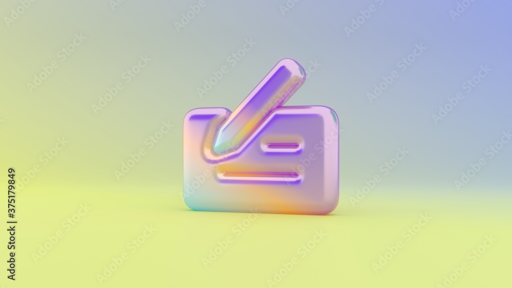Poster 3d rendering colorful vibrant symbol of cheque on colored background