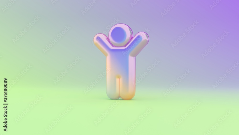 Poster 3d rendering colorful vibrant symbol of child on colored background