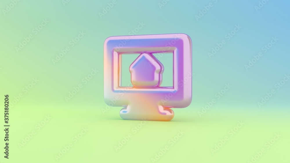 Poster 3d rendering colorful vibrant symbol of imac on colored background