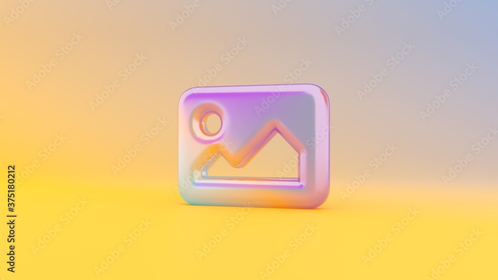 Poster 3d rendering colorful vibrant symbol of image on colored background
