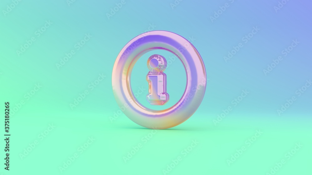 Poster 3d rendering colorful vibrant symbol of info on colored background
