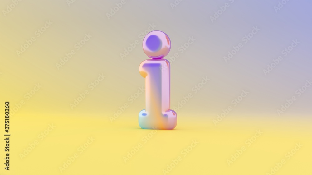 Poster 3d rendering colorful vibrant symbol of info on colored background